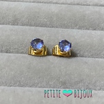 タンザナイト 4mm サージカルステンレス製 スタッドピアス ゴールドカラー
