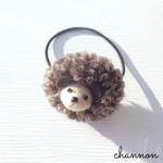 《SALE》もふもふハリネズミのヘアゴム＊ソルト&ペッパー