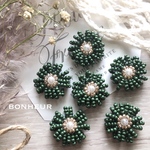 A1107【送料無料】マットカラービーズフラワー  刺繍カボション  2pcs