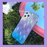 キラキラ天然シェル✨クリスタルグレープ系カラー ナチュラルカラフルグラデーションカラー スマホケース 名入れも可能♪【受注生産】