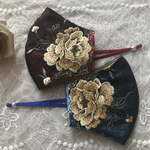 【新デザイン】人気の薔薇刺繍レース×ジャガードサテンの華やかマスク✴︎ミューファン防臭抗菌加工裏地