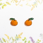 ～小さなピアスシリーズ〜蜜柑のピアス/ノンホールピアス(樹脂イヤリング)