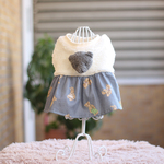 犬服　レトロくま&うさぎ・ウール混モコモコワンピース