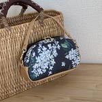 liberty＊持ち手が着くポーチ【アーカイブライラック＊ブラック】リバティ ラミネート