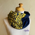 🌟capella🌟 試作品　きれいなマスタード色×ネイビー　表情が変わる大人のスヌード〜　SALE １点のみ　再販はありません。