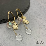 ＊sale＊ acryl beads drop × deformation oval hoop /  Titanium pierce ･ Non hole pierce（金属アレルギー対応）