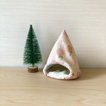 ハムスターのあったかテント⛺もも柄🍑ピンク　床ホワイト