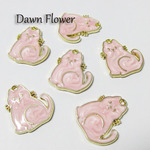 【D-0562】8pcs　ネコ　ラメ入り　21×18mm　ピンク　チャーム