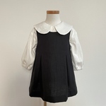 コットンリネンのタックワンピース(ブラック)☆ベビー服 女の子 80サイズ 90サイズ　100サイズ　110サイズ　120サイズ　1歳　2歳　3歳　4歳　5歳