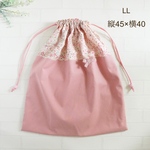 【LL 45×40】ピンク・リバティ・アデラジャ・巾着袋・縦45cm×横40cm・ピンク・かわいい・シンプル・幼稚園・保育園・小学校・女の子・ポケット・特大