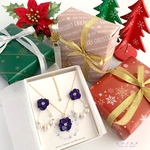 ◆紫陽花◆アクセサリーギフトセット＊2wayピアスorイヤリング＋ネックレス/クリスマスコフレ2021🎄(ネイビー)