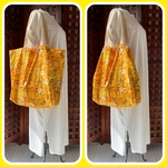 【セール！】たためる大きなエコバッグ　フルーツプリント・オレンジ