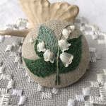 「すずらん」刺繍ブローチ　リボン刺繍