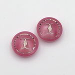 飾り文字ボタン　ピンク　18mm   2個