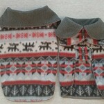 マント型 再販オーダー小型犬～中型犬～大型犬服 フリース・ノルディック柄 グレー系