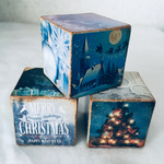 coron様オーダー品 ウッドブロック ブルークリスマス 3㎝角