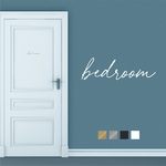 【賃貸OK】BEDROOM ドア サインステッカー 手書き風筆記体 │ベッドルーム用 選べる4色展開