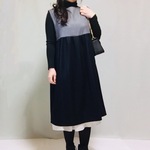 微起毛ウール混紡配色切り替えノースリーブカジュアルワンピ【サイズ有り】【受注製作】 