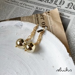 ◇Short ◇ big gold ball × 4types of chains《gold》/ Titanium pierce･Earrings･Non hole pierce(金属アレルギー対応)