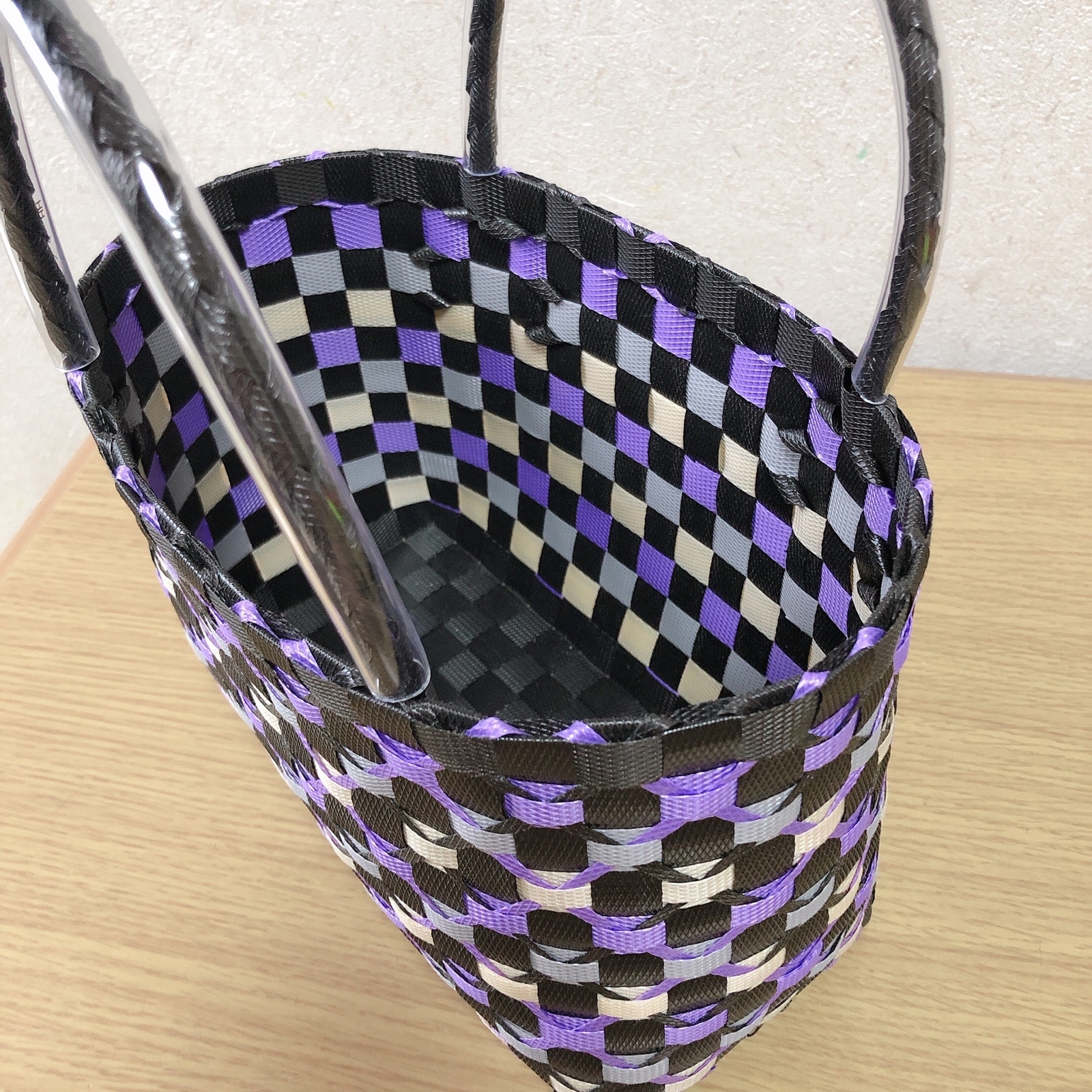 012］【受注製作】ppバンド 手提げタイプのプラかごバッグ Sサイズ