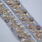 インド刺繍リボンᢂアラベスク【グレー】刺繍リボン 刺繍リボン トリム ブレード ジャガードリボン チロリアンテープ レース チュールレース