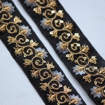インド刺繍リボンᢂアラベスク【ブラック】刺繍リボン 刺繍リボン トリム ブレード ジャガードリボン チロリアンテープ レース チュールレース