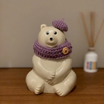 らべんだーのマフラー、ベレー帽セット／しろくま貯金箱