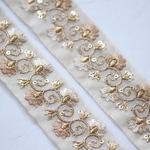 インド刺繍リボンᢂアラベスク【ベージュ】刺繍リボン 刺繍リボン トリム ブレード ジャガードリボン チロリアンテープ レース チュールレース