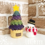 あみぐるみインテリア✨段染めクリスマスツリーとスノーマン⛄️