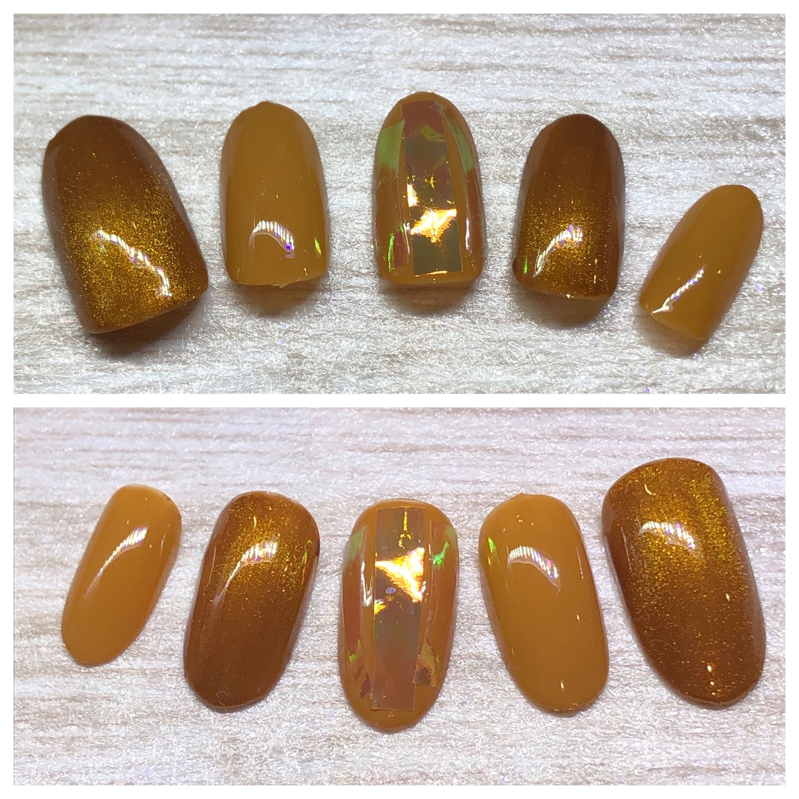 No.200 キャメルカラーマグネットフィルムネイル - otoha nail