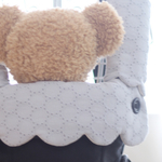 kさま専用☆よだれカバー&首回りカバー(両面保冷剤ポケット)☆もくもくデザイン☆レースのダブルガーゼ☆くすみグレー×淡いグレイッシュグリーン