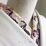 洗える刺繍半衿　ブラウンパステル