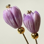 ラベンダーミルクな、蕾フラワー。10個set8×7㎜ラベンダー×クリーム　フラワー　チューリップ　