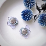 .｡.:✽ 花の絵本 silver ✽.｡.:* Xmas チェコガラスボタン イヤリング・ピアス