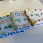 【受注製作※送料無料】ハンドメイド ガーゼハンカチ 16×16 恐竜×卵 3枚セット