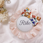   パール付♡ドットチュールのお名前ロゼット　ネームロゼット  