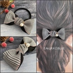 秋冬にぴったり♡グレンチェックリボンのヘアゴム　ブラック
