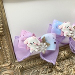 再販♡キッズリボン❤️プチギフト⭐️雪の結晶❄️ガーリーうさぎちゃん☆彡オーガンジー♡親子♡姉妹でお揃い♡キッズヘアゴム２点セット
