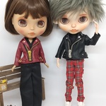 ブライス blythe リカちゃん ボンテージパンツ パンク チェック