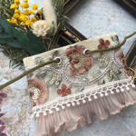 【再販】インド刺繍 リボン ポニーフック ラップリボン リボンラップ ベージュレース