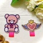 名札つけワッペン　テディベアとハートエンジェル