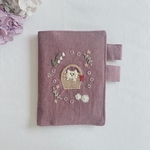 n様専用  ねこちゃん刺繍のほぼ日手帳カバー グレーローズ A6サイズ