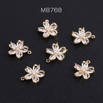 M8768  3個  高品質ジルコニアチャーム フラワー 5弁花 カン付き 12×13mm ゴールド 3 X（1ヶ）