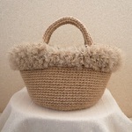 ＜りえ〇〇様オーダー品＞チュールフリルの麻ひもかごバッグ