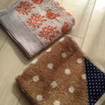 小鳥とドットのふんわりループ付きタオル