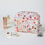 コスメ柄　スクエアポーチ（ピンク）