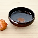 丸小鉢 ねこ水玉 (茶) 在庫有