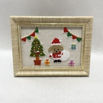 【送料無料】刺繍　フレーム　インテリア　クリスマス　トイプードル