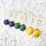 【あい様専用】💚💙ウッドビーズとアクリルビーズの雪だるまピアス☃️