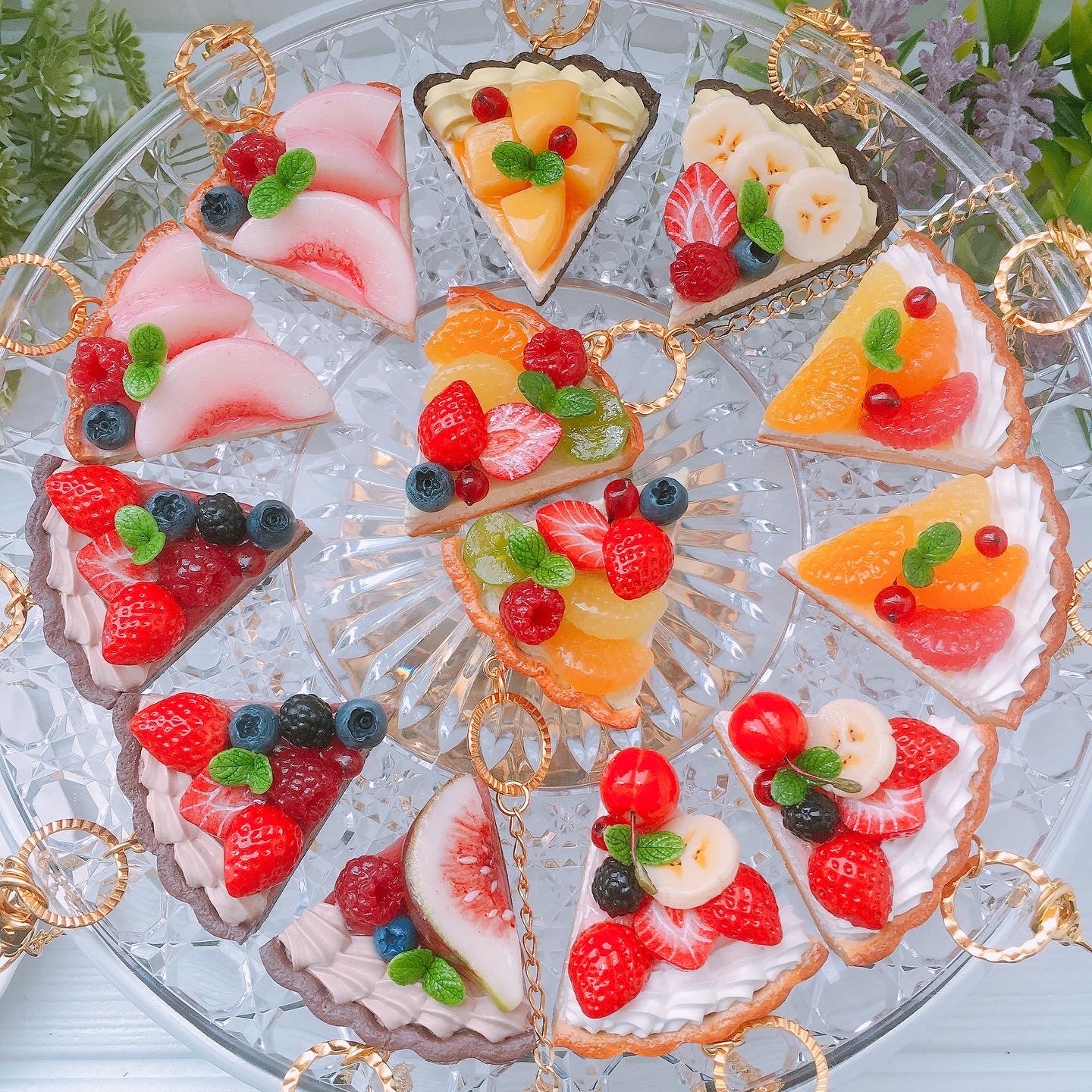 みかんのタルト　フェイクスイーツ　バッグチャーム レモンとみかんタルト バックチャーム フォークチャーム付☆フルーツ
